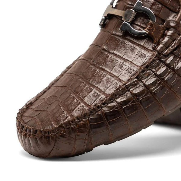Mezlan Men's Genuine Alligator Horsebit Driving Loafer – Dark Brown