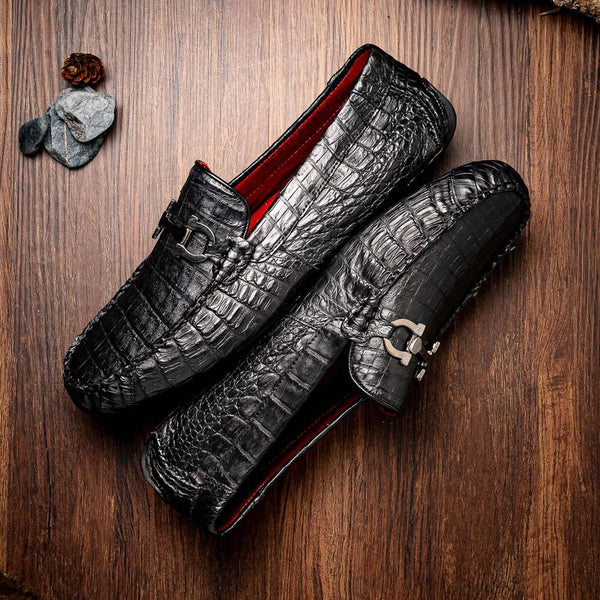 Mezlan Men's Genuine Alligator Horsebit Driving Loafer – Black